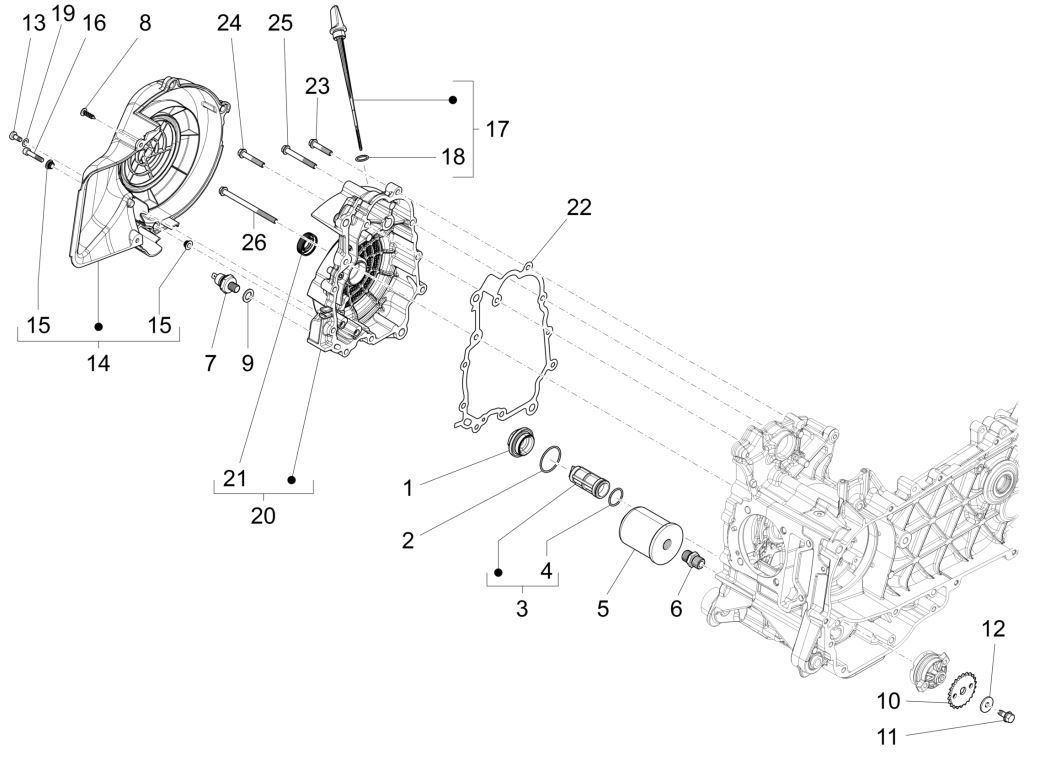 Piaggio Liberty 125 4-suwowy 3V IE ABS magnetyczna pokrywa koła zamachowego (IGET Euro 5)