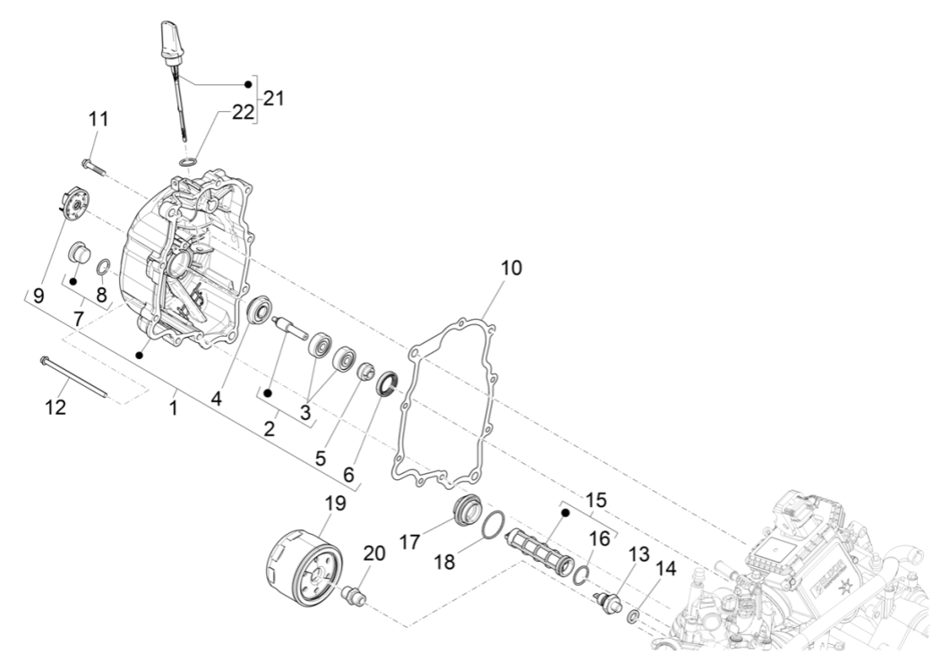 Magnetyczna osłona koła zamachowego - Piaggio Beverly 300 4T 4V HPE ABS E5 2021-2022 (EMEA)