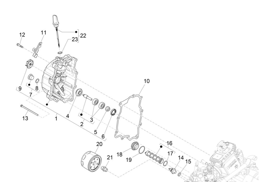 Magnetyczna osłona koła zamachowego - Piaggio MP3 300 HPE /300 HPE SPORT E5 ABS 2020-2022 (EMEA) filtr oleju