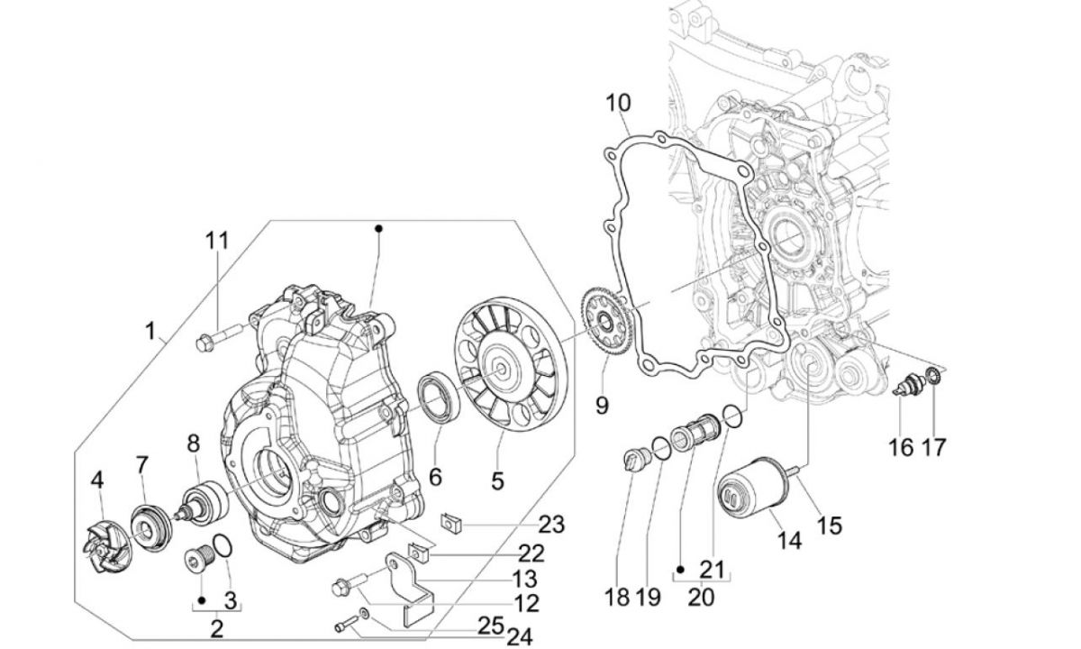 Osłona magnetycznego koła zamachowego - filtr oleju Vespa GTV 250 4T 4V IE