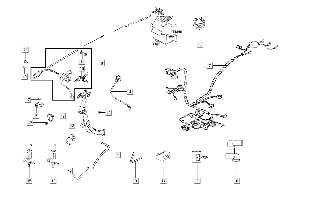 Wiązka przewodów kymco agility FR 12' 4-suwowy euro4 czarny