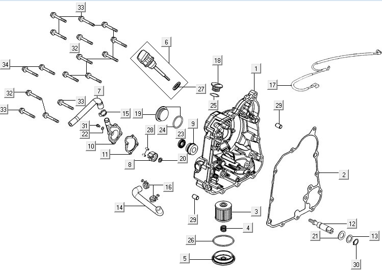 Skrzynia korbowa prawa Kymco New Downtown 350I ABS