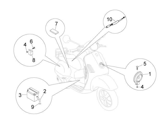 Części elektryczne Vespa Lx 25km 4-suwowy 2-zawór