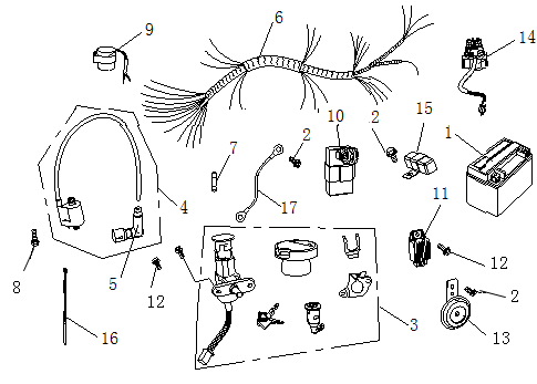 Części elektryczne China Ape50 brązowy