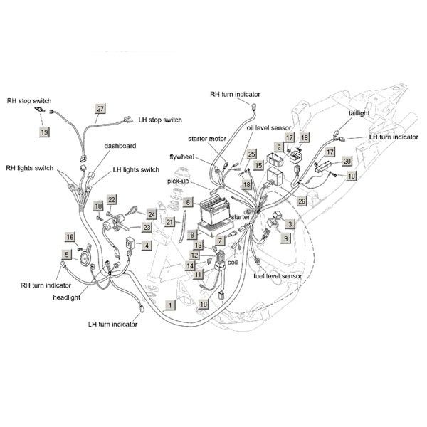 Części elektryczne+wyłącznik zapłonu Aprilia Habana 2t (silnik Aprilia) 1999 - 2004
