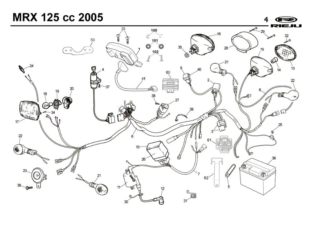 Części elektryczne Rieju MRX 125 niebieski 2005 4-suwowy