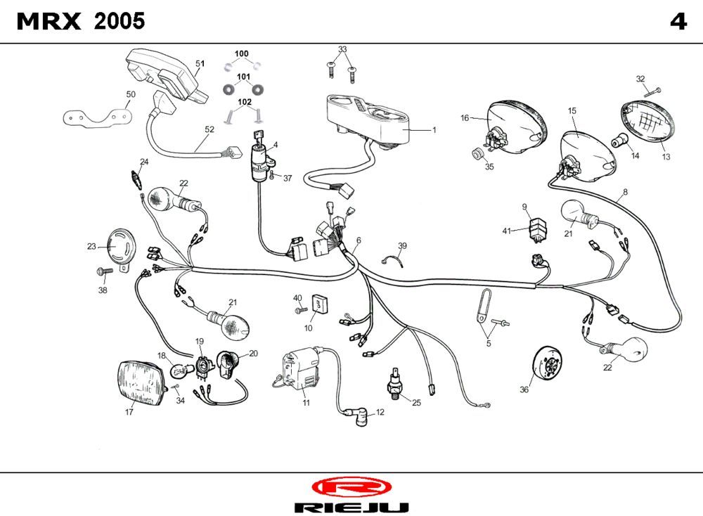Części elektryczne Rieju MRX P-up czerwony 2008 2-suwowy