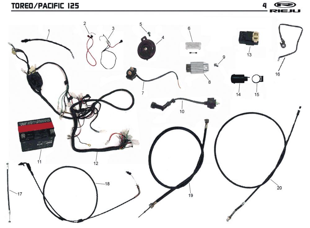 Części elektryczne Rieju Pacific 125 szary 2-suwowy