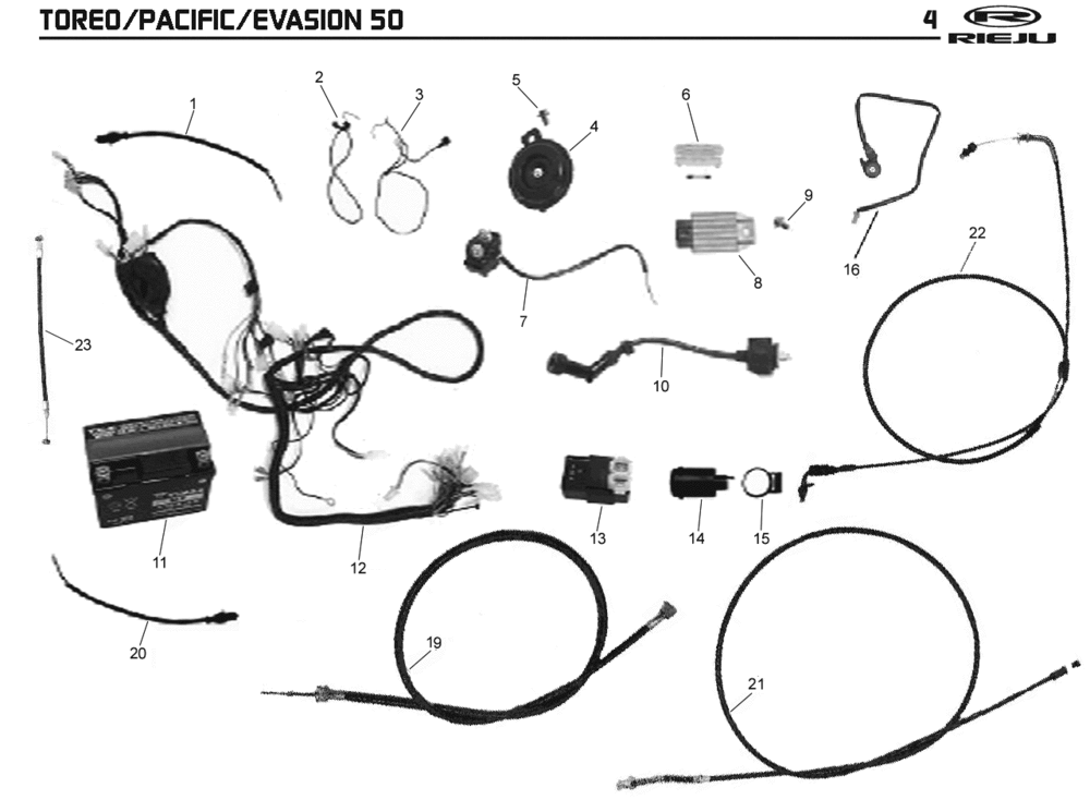 Części elektryczne Rieju Pacific szary 2009 2-suwowy
