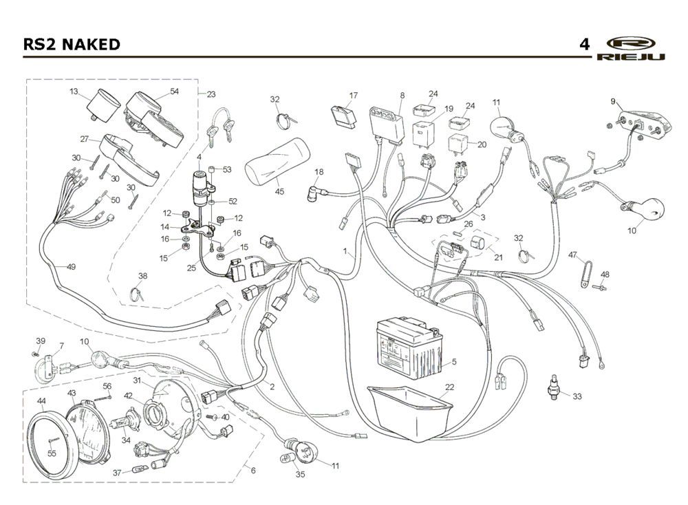 Części elektryczne Rieju Rs2 Naked czarny 2005 2-suwowy