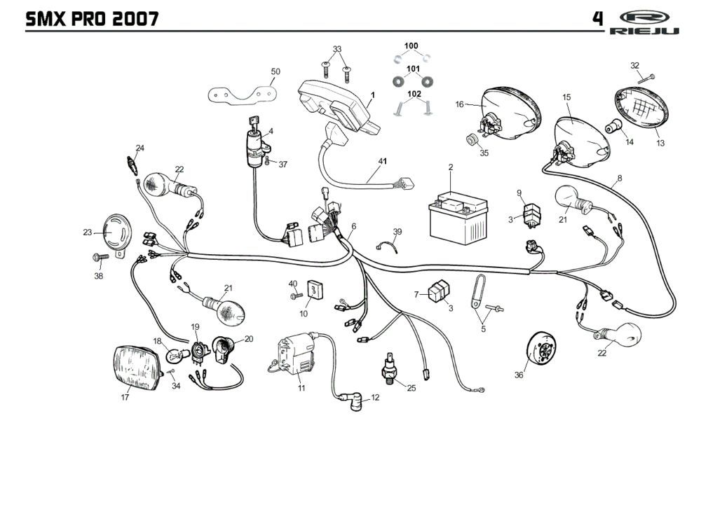 Części elektryczne Rieju SMX pro czarny 2008 2-suwowy