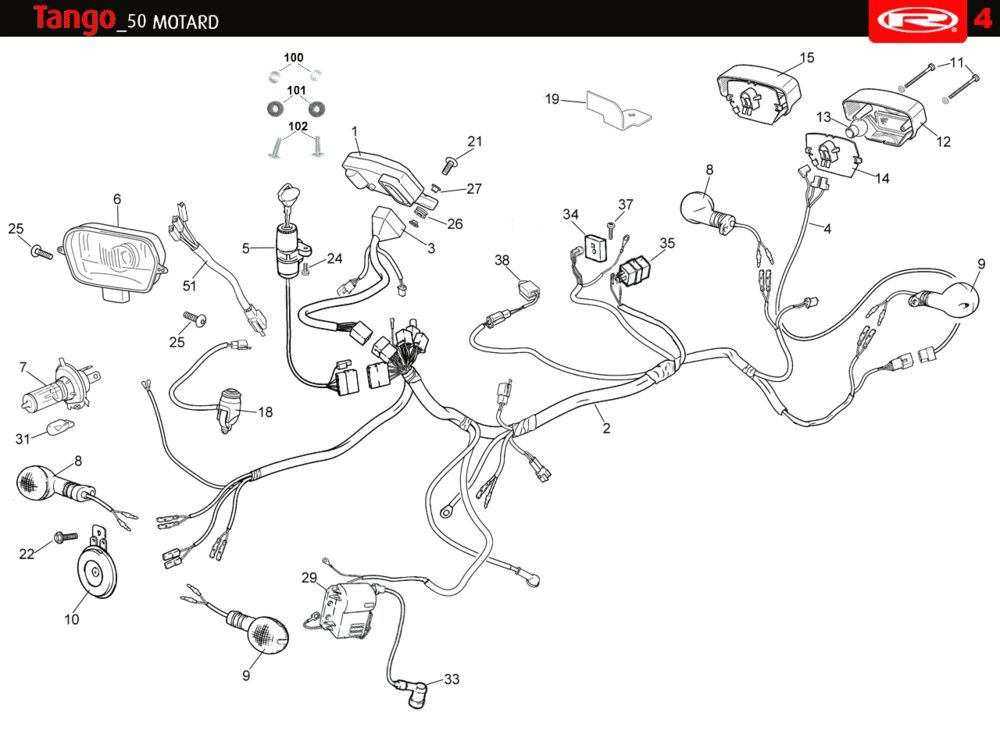 Części elektryczne Rieju Tango pomarańczowy 2010 2-suwowy