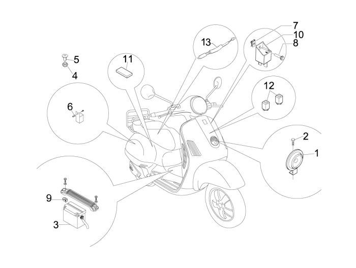 Części elektryczne Vespa Lx 45km 4-suwowy 4-zawór