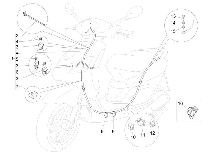 Piaggio New Fly 4-suwowa wiązka przewodów 4-zaworowych