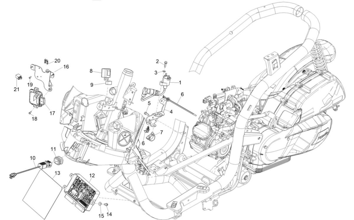 Piaggio Medley 125 ABS E5 2021-2022 (EMEA) Regulator elektroniczny - Urządzenia elektroniczne - Cewka zapłonowa HS