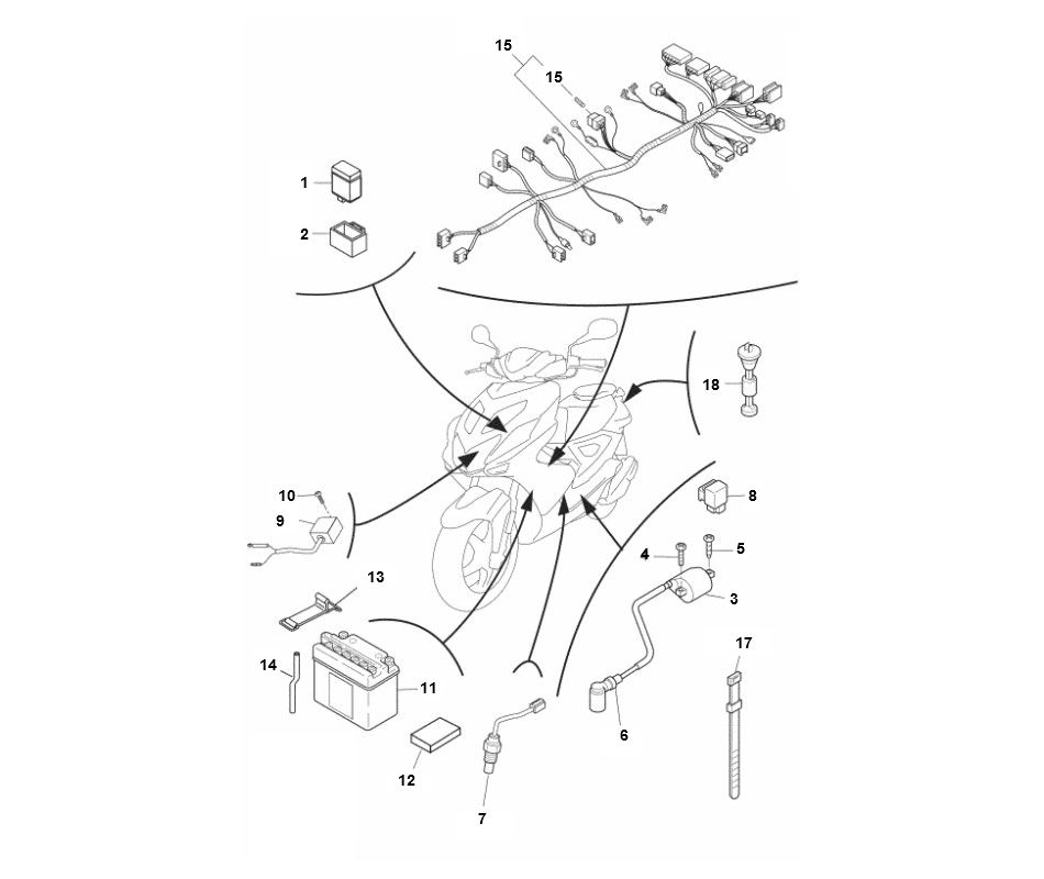 Części elektryczne 2 Yamaha Aerox 2-suwowy 2013