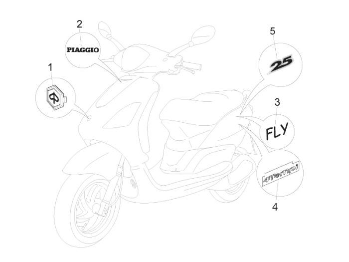 Emblematy Piaggio Fly 4-suwowe