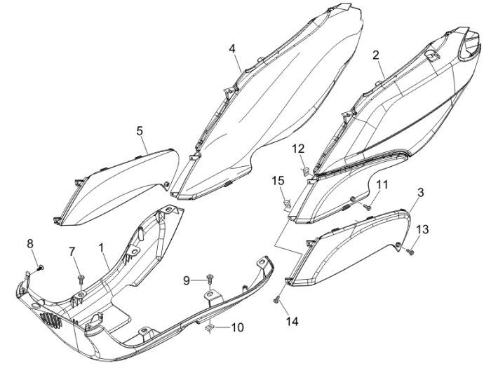 Spojler dolny Piaggio Fly 4-suwowy srebrny 738