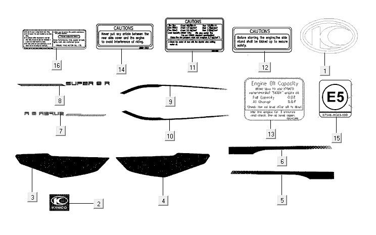Emblem stripe Kymco Super8 R E5 ROOD