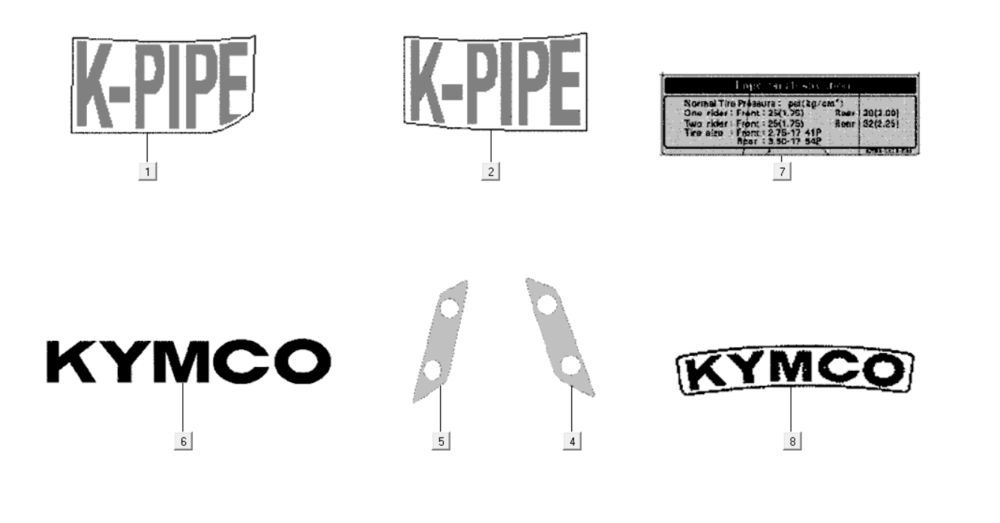 Kalkomanie - Naklejki Kymco K-Pipe 125cc