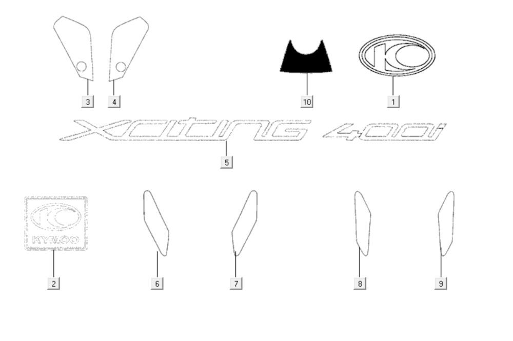 Emblematy - Naklejki Kymco Xciting 400i Żółty