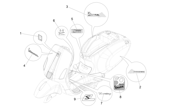 Emblematy Vespa Primavera 4-suwowy 3-zaworowy (euro4 wtrysku iget)
