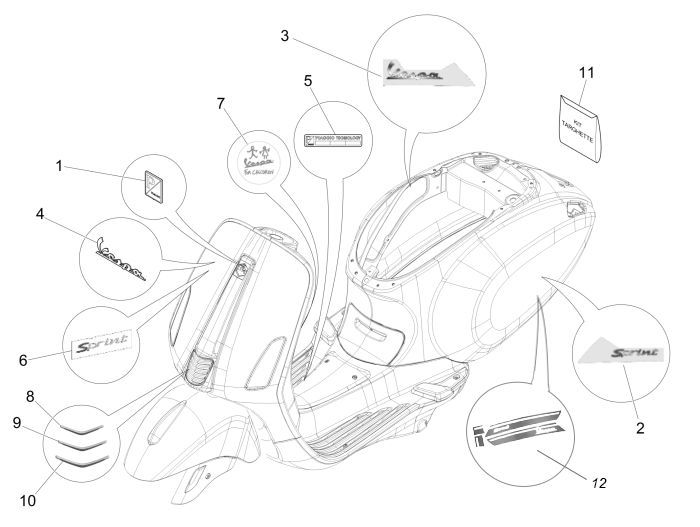 Emblematy Vespa Sprint -partsproduct-emblemen-vespa-sprint-25km-4-takt-2-klepper