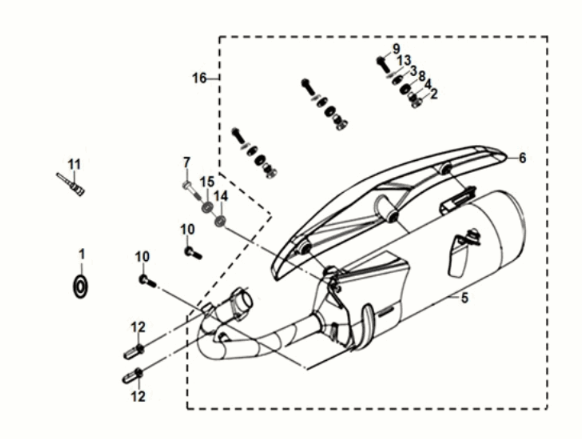 Exhaust muffler Sym Fiddle IV 125i AC CBS E5 2020-2021