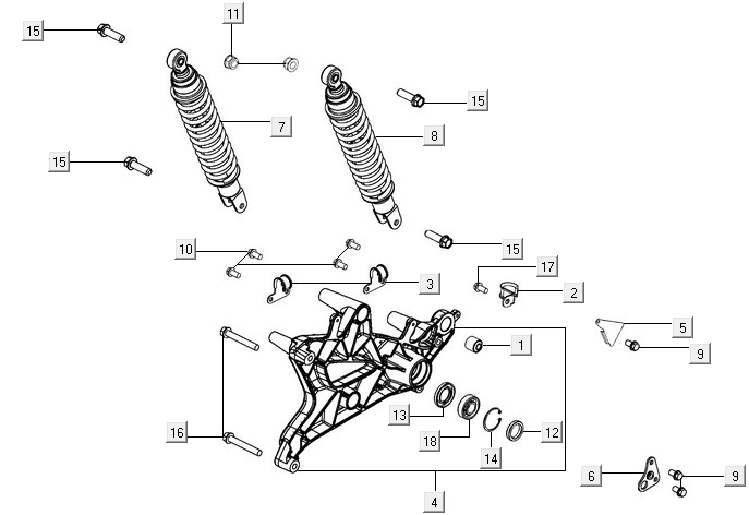 Amortyzator tylny Kymco New Downtown 350I ABS