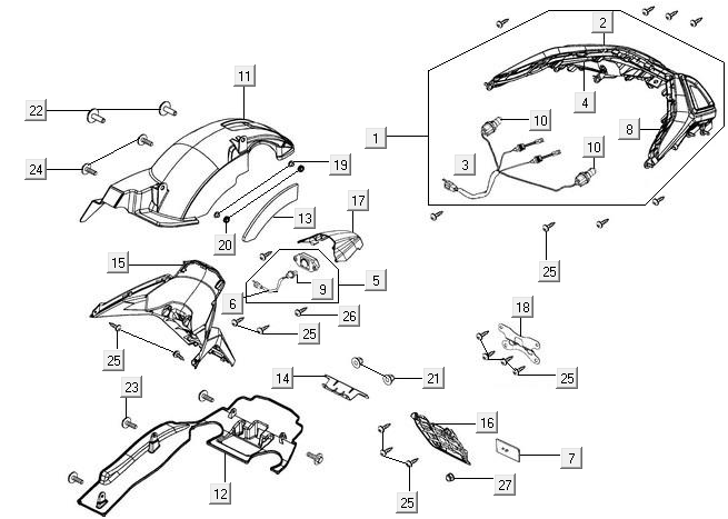 Lampa tylna Kymco New Downtown 125I ABS
