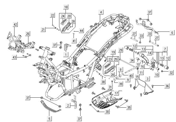 Części ramy Kymco New Downtown 350I ABS