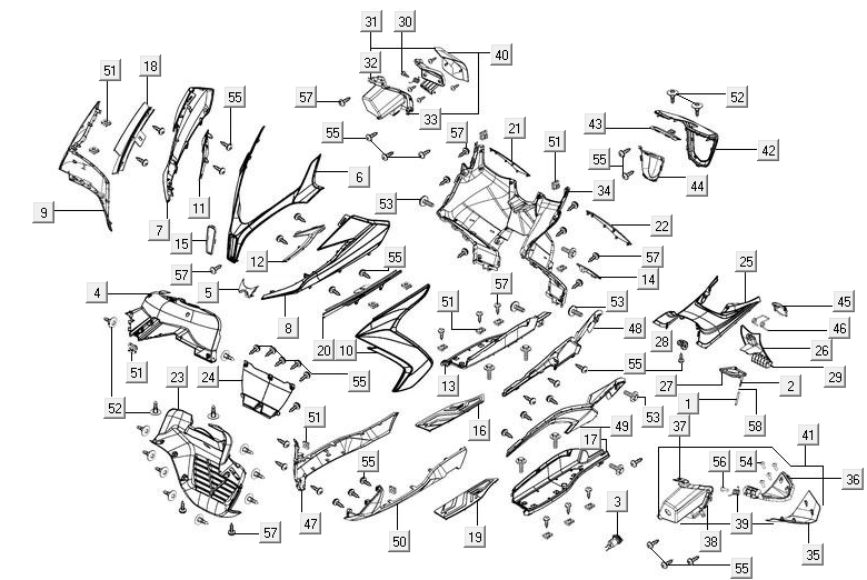 Pokrycie przedniego centrum Kymco New Downtown 350I ABS