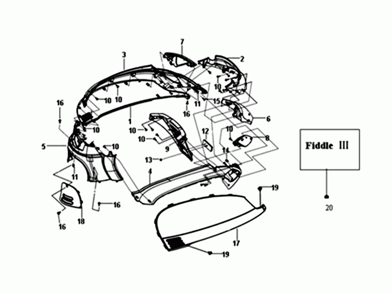 Poszycie Sym Fiddle III czarne matowe (BK-007U/BK-5560S)