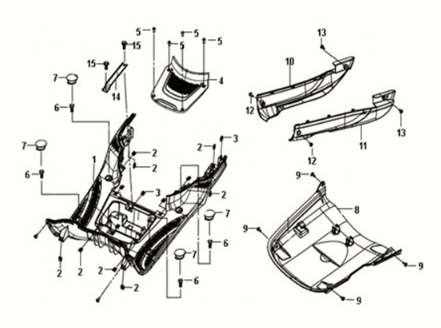 Panel podłogowy - pokrywa środkowa Sym Fiddle III 50 E3 Czarny (BK-5560S)