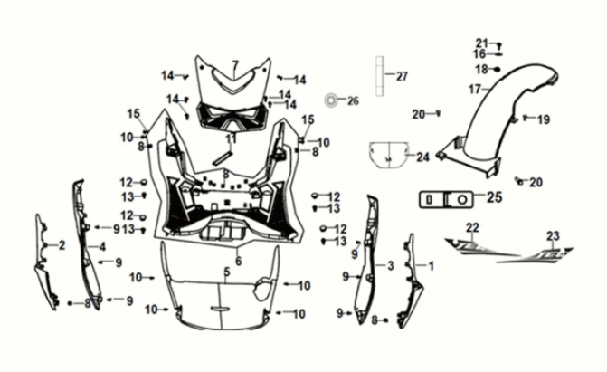 Floor panel - center cover Sym Jet 14 125I AC E5 2021-2024 DUTCH WHITE (WH-006)