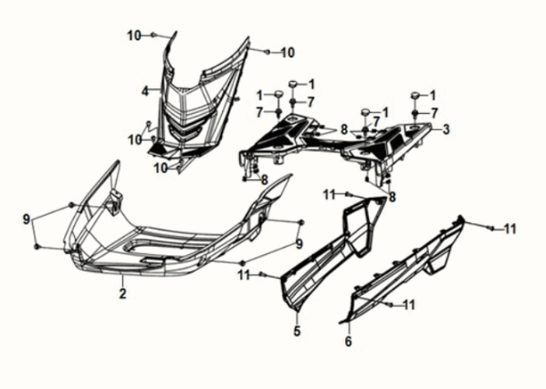 Panel podłogowy/pokrywa środkowa Sym E-XPRO 45KM/H 2020-2021