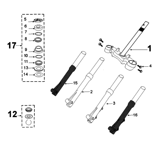 Fork and steering Peugeot Tweet 125 EFI YO N SBC E4 2018-2020
