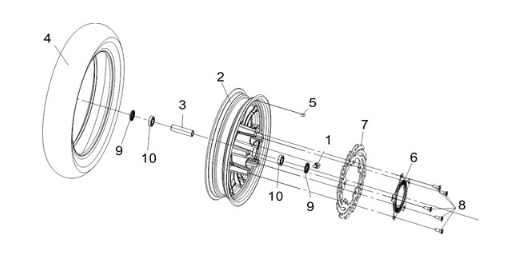 FR. wheel Sym Joymax Z 125 E4