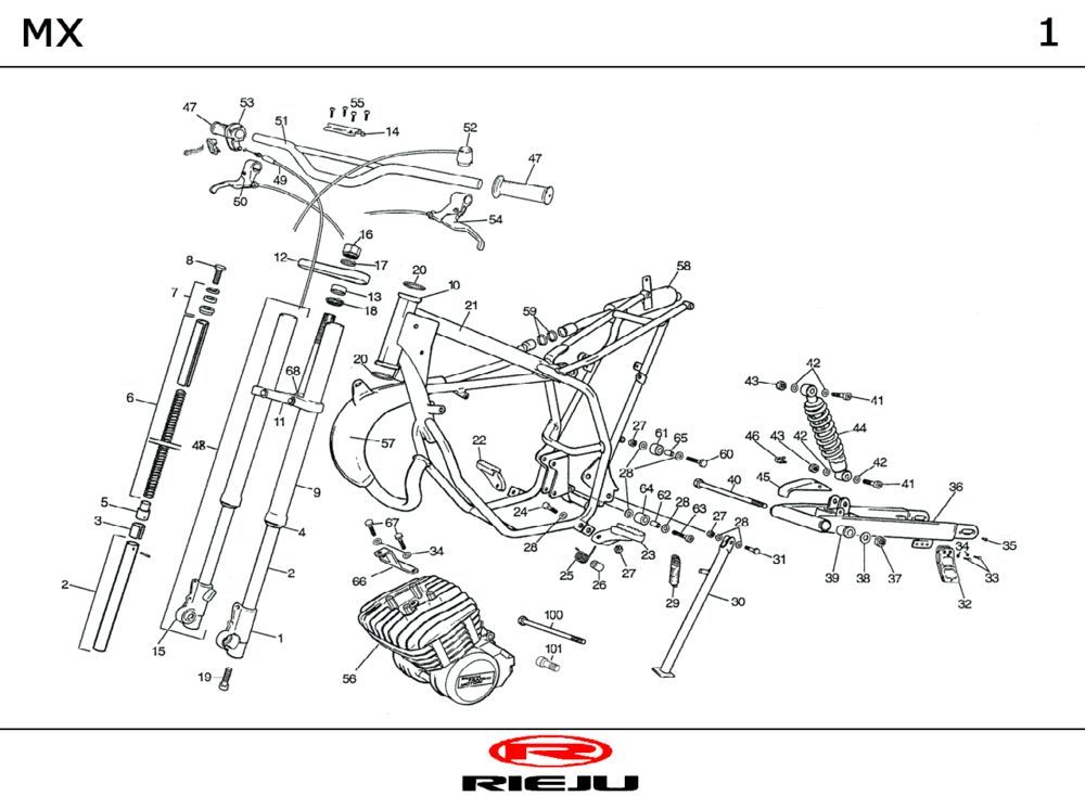 Ramka - Części kierownicy Rieju MX pomarańczowy 2000 2-suwowy