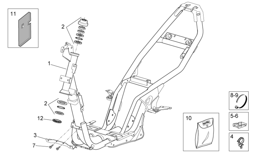 Ramka Aprilia SR 50 H2O ie+carb 2004-2009