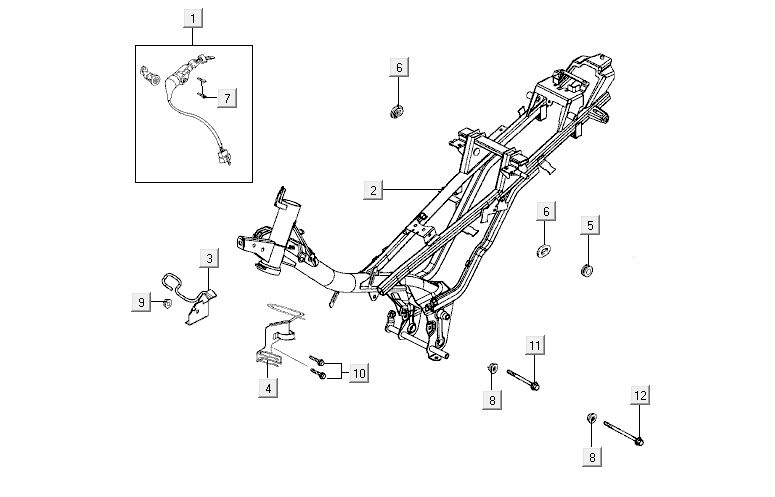 Części ramowe Kymco Activ 4-suwowe niebiesko-czarne
