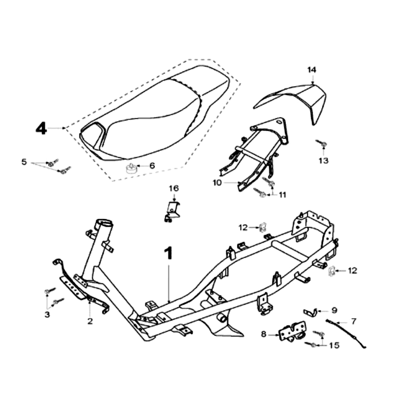 Ramka i siodelko Peugeot Speedfight 2 LC srebrny