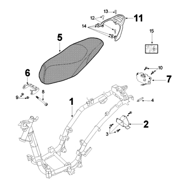 Frame en zadel Peugeot Tweet 125 E3 2010-2013