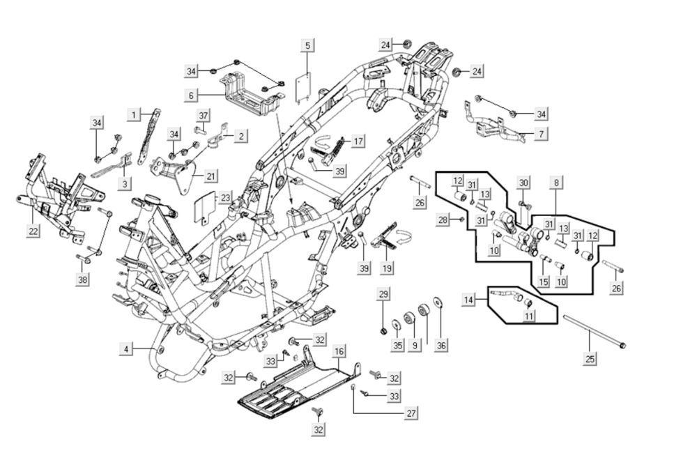 Ramka Kymco Xciting 400i Czarny Mat
