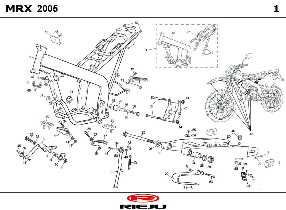 Ramka Rieju MRX P-up niebieska 2008 2-suwowa