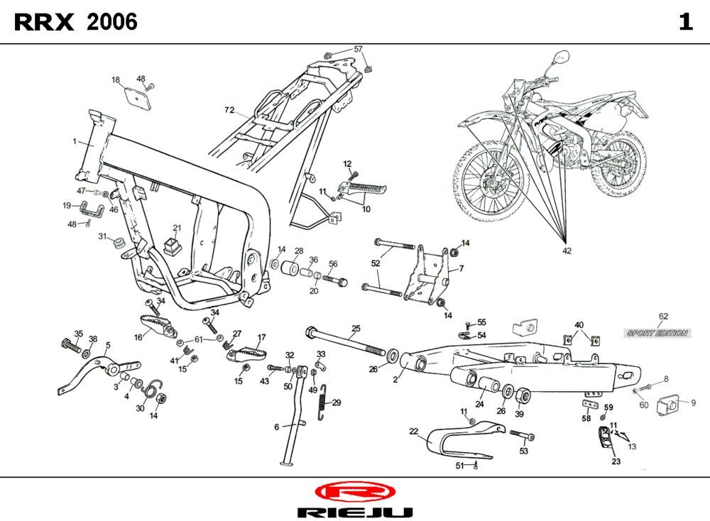 Ramka Rieju RRX czerwona 2008 2-suwowa