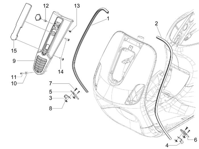 Ramka Vespa S 45km 4-suwowy 4-zawór biały monte 544