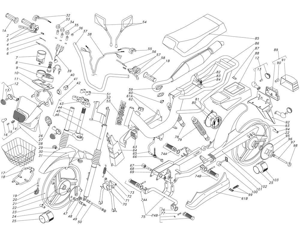 Części ramowe Beta Cyclo 25km czarny 2007 2-suwowy 25
