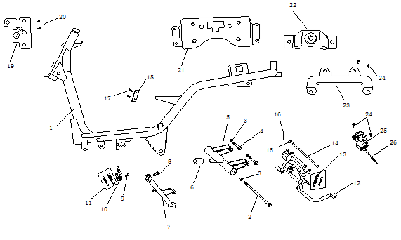 Części ramowe China Ape50 brązowy