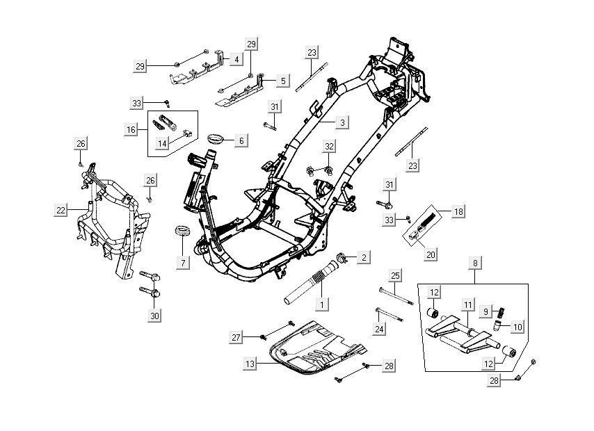 Części ramowe Kymco New Dink 4-suwowy biały